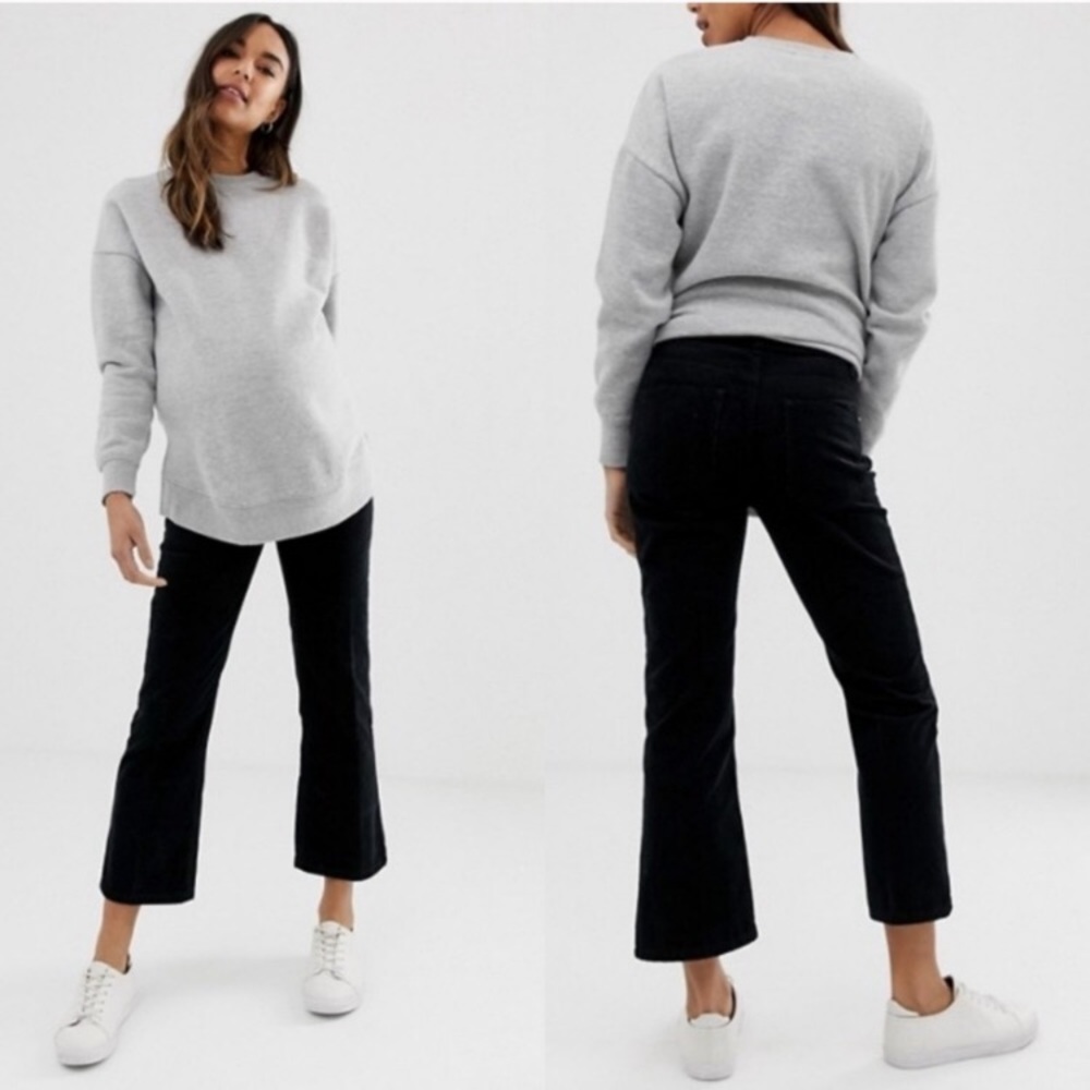 Black corduroy kick flare ASOS maternity pant